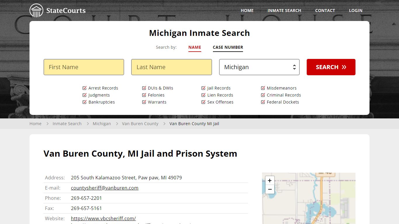 Van Buren County MI Jail Inmate Records Search, Michigan - State Courts